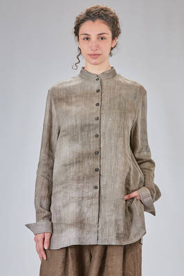 long and straight shirt in flamed over-tinted cotton, rayon and viscose canva  - 396