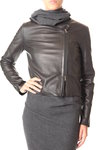 glove leather double-breasted zipped short jacket - DUSAN