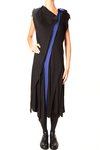 sleeveless diagonal blue band dress - ISSEY MIYAKE