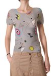 pseudo-Mirò printed honeycomb pleated t-shirt - CAULIFLOWER Issey Miyake