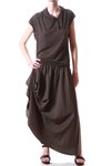 sleeveless draped collar long skirt dress long shirt - COMING SOON