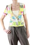 printed pleated cubes short sleeves jacket - ISSEY MIYAKE