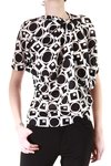 optical print short sleeves asymmetric drape shirt - JUNYA WATANABE