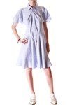 short sleeves pointed collar flared beat striped dress - JUNYA WATANABE