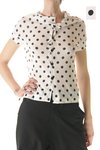 short sleeve draped collar buttons closure polka dots t-shirt - YOHJI YAMAMOTO