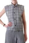 sleeveless checked linen shirt - SHIRIN GUILD
