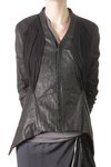 draped georgette panels front zipped leather jacket - RICK OWENS