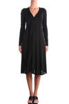 V neck long sleeves front drape cotton jersey dress - GUSTAVO LINS