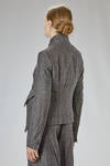 fitted hip-length jacket in crinkled virgin wool, viscose, and silk tweed - FORME D' EXPRESSION 