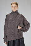long and wide sweater in melange extra-fine merino wool and polyamide operated knit - LUSSI 