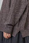 long and wide sweater in melange extra-fine merino wool and polyamide operated knit - LUSSI 