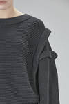 hip-length, soft-lined sweater in very soft handmade wool knit - DAWEI 