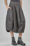 wide skirt, below the knee, in vertical tone-on-tone striped stretch cotton, linen, and elastane canvas - RUNDHOLZ 