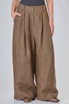 long and wide trousers in overtinted heavy linen chevron - ZIGGY CHEN 