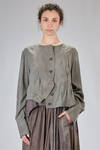 giacca/camicia asimmetrica, ampia, in twill stretch tinto a freddo di seta ed elastan - ZIGGY CHEN 